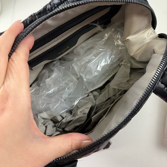 Ecostitch Woven Puff Square Crossbody Quilted Handbag Black PETA Approved NWT - Picture 9 of 13